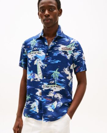 L Inen Vacation Print Shirt - Tommy Hilfiger Shirt  - 8721186795734