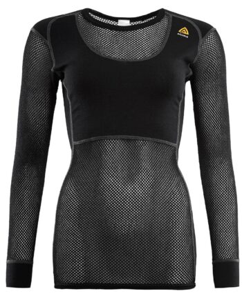 Sort Aclima Womens Woolnet Crew Neck Shirt Jet Black Large - Aclima Shirt  - 7034041003655