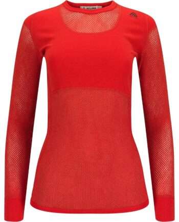 Orange (POINCIA Aclima Womens Woolnet Crew Neck Shirt Orange Poinciana Large - Aclima Shirt  - 7034041121588