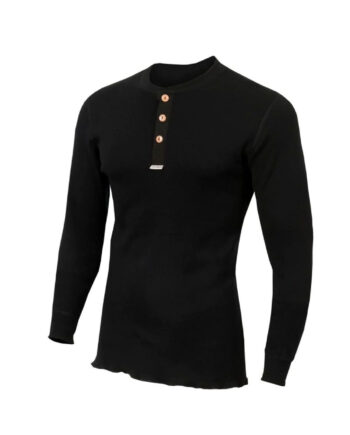 Sort Aclima Mens Warmwool Grandad Shirt Jet Black Large - Aclima Shirt  - 7034041010707
