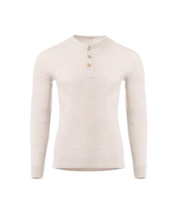 Beige (BEIGE ME Aclima Mens Warmwool Grandad Shirt Beige Beige Melange Medium - Aclima Shirt  - 7034041110599