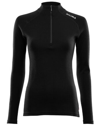 Sort Aclima Womens Warmwool Mock Neck Shirt Jet Black Large - Aclima Shirt  - 7034041059607