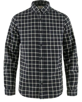 Hvid Fjallraven Mens Vik Flannel Shirt Blå Dark Navy Chalk White 555 113 Large - Fjällräven Shirt  - 7323451063282