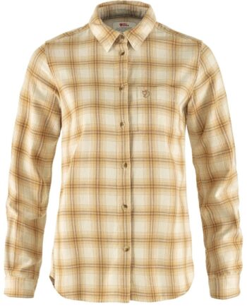 Hvid Fjallraven Womens Vik Flannel Shirt Chalk White Dune Beige 113 196 Large - Fjällräven Shirt  - 7323450934484