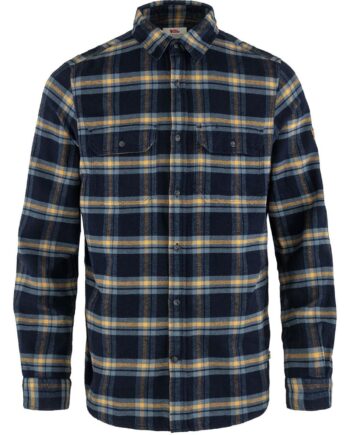Blå (DK NAVY-BU Fjallraven Mens Vik Heavy Flannel Shirt Blå Navy Buckwheat Brwn 555 232 Large - Fjällräven Shirt  - 7323450727598