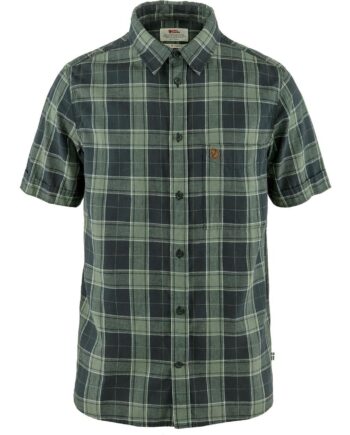 Grøn Fjallraven Mens Vik Travel Shirt Blå Dark Navy Patina Green 555 614 - Fjällräven Shirt  - 7323450865429