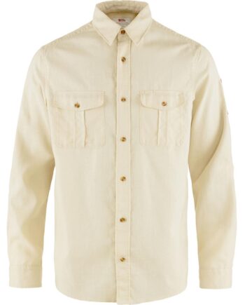 Hvid Fjallraven Mens Vik Travel Shirt Chalk White 113 Large - Fjällräven Shirt  - 7323450986230