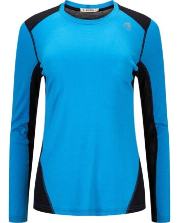 Sort Aclima Womens Lightwool Sports Shirt Blå Bluejay Jet Black Large - Aclima Shirt  - 7034041125630