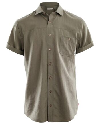 Grøn Aclima Mens Leisurewool Short Sleeve Shirt Ranger Green Large - Aclima Shirt  - 7034041084449