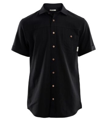 Sort Aclima Mens Leisurewool Short Sleeve Shirt Jet Black Large - Aclima Shirt  - 7034041097074
