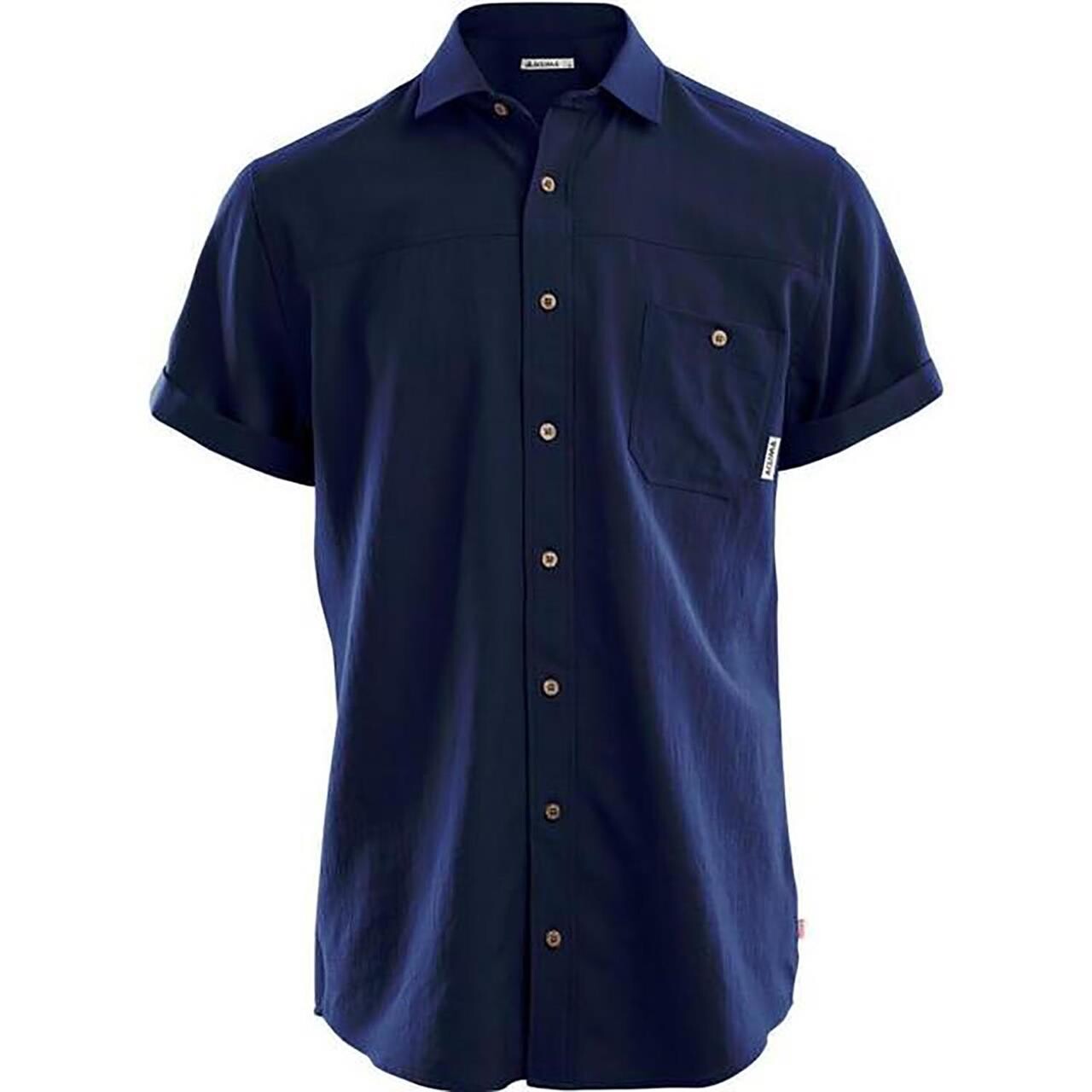 Blå (NAVY BLAZE Aclima Mens Leisurewool Short Sleeve Shirt Blå Navy Blazer Large - Aclima Shirt - 7034041084371
