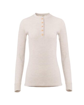 Beige (BEIGE ME Aclima Womens Warmwool Granddad Shirt Beige Beige Melange Large - Aclima Shirt  - 7034041109425