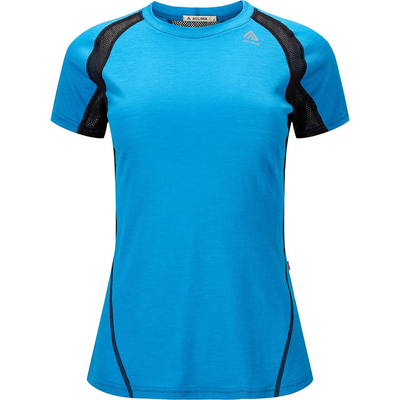 Sort Aclima Womens Lightwool Sports Shirt Blå Bluejay Jet Black Large - Aclima Shirt - 7034041125487