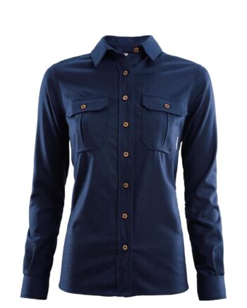 Blå (NAVY MELAN Aclima Womens Leisurewool Reborn Shirt Blå Navy Melange Large - Aclima Shirt  - 7034041091317