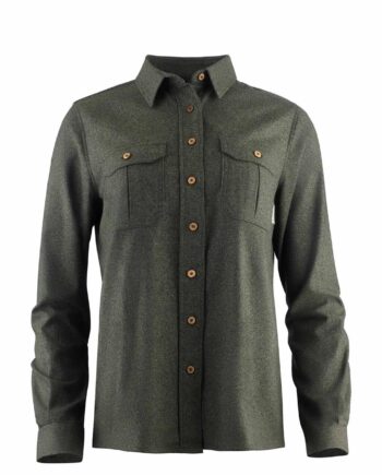 Grøn Aclima Womens Leisurewool Reborn Shirt Olive Melange Large - Aclima Shirt  - 7034041106394