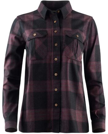 Grå (CHECK DARK Aclima Womens Leisurewool Reborn Shirt Grå Check Dark Grey Bordeaux Large - Aclima Shirt  - 7034041106042