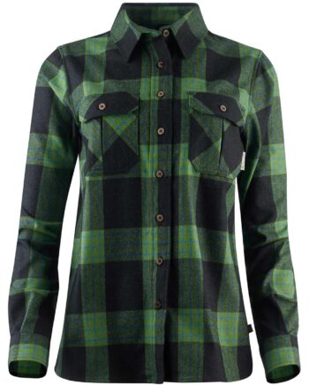 Grøn Aclima Womens Leisurewool Reborn Shirt Grå Check Dark Grey Green Large - Aclima Shirt  - 7034041106110