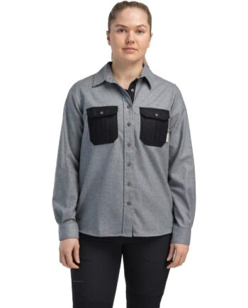 Grå (LIGHT GREY Aclima Womens Leisurewool Reborn Shirt Grå Light Grey Dark Grey Melange Large - Aclima Shirt  - 7034041091454