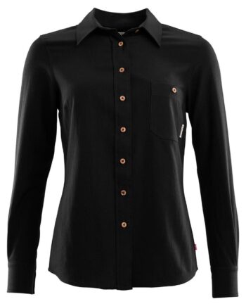 Sort Aclima Womens Leisurewool Woven Shirt Jet Black Large - Aclima Shirt  - 7034041073610