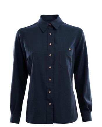 Blå (NAVY BLAZE Aclima Womens Leisurewool Woven Shirt Blå Navy Blazer Large - Aclima Shirt  - 7034041073467