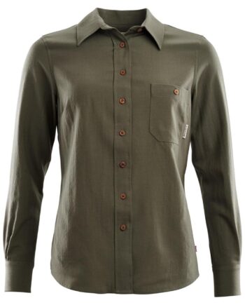 Grøn Aclima Womens Leisurewool Woven Shirt Ranger Green Large - Aclima Shirt  - 7034041073528