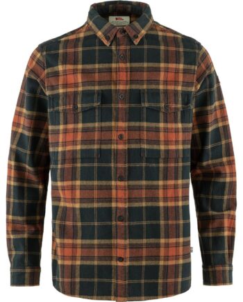 Orange (AUTUMN Fjallraven Mens Vik Twill Shirt Orange Autumn Leaf Dark Navy 215 555 Large - Fjällräven Shirt  - 7323450899530