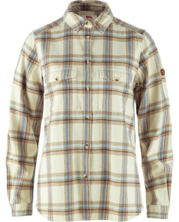 Hvid Fjallraven Womens Vik Heavy Flannel Shirt Chalk White Fossil 113 118 Large - Fjällräven Shirt  - 7323451111495