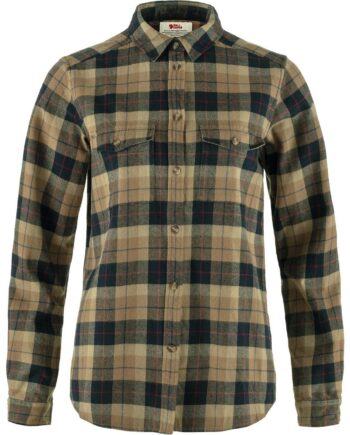 Brun (DARK SAND Fjallraven Womens Varmland Heavy Flannel Shirt Brun Dark Sand Dark Navy 227 555 Large - Fjällräven Shirt  - 7323450937201
