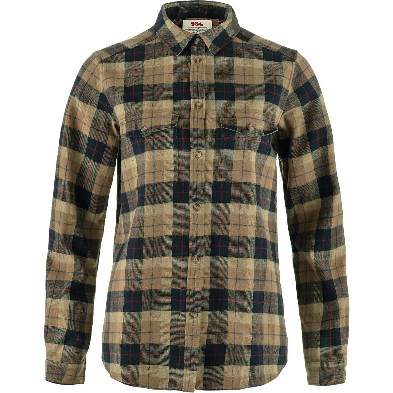 Brun (DARK SAND Fjallraven Womens Varmland Heavy Flannel Shirt Brun Dark Sand Dark Navy 227 555 Large - Fjällräven Shirt - 7323450937201
