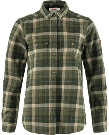Grøn Fjallraven Womens Varmland Heavy Flannel Shirt Green Deep Forest 620 662 Large - Fjällräven Shirt  - 7323450937119