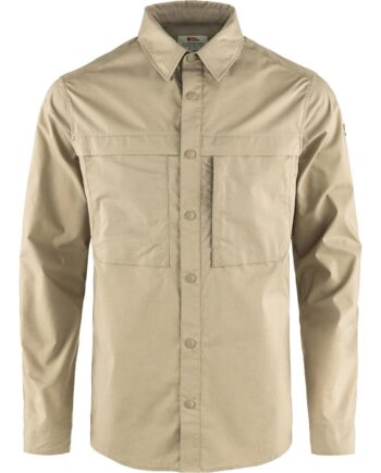 Hvid Fjallraven Mens Abisko Trail Shirt Fossil 118 Large - Fjällräven Shirt  - 7323451001628