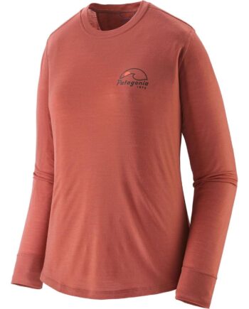 Rød (IMAGINE MO Patagonia Womens Cap Cool Merino Graphic Shirt Rød Imagine Moon: Potters Red - Patagonia Shirt  - 198077178866