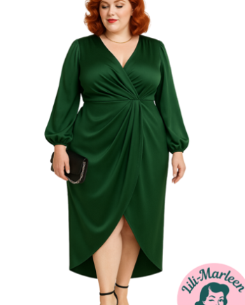 Grøn Camilla Satin Kjole Med Tulipanform - Jeans