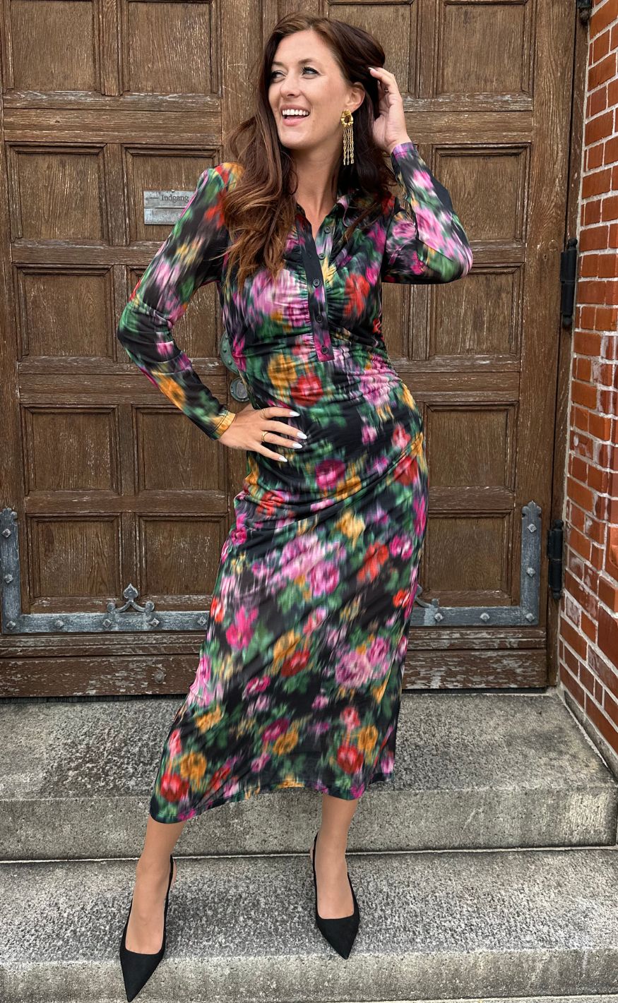 Rød Faded Bloms Gestuz Kjole Fadia Red Faded Flower - Gestuz Jeans - 5715576719267