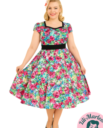 50r Kjole Swingkjole Amanda Smuk Kjole Med Væld Flora - Jeans