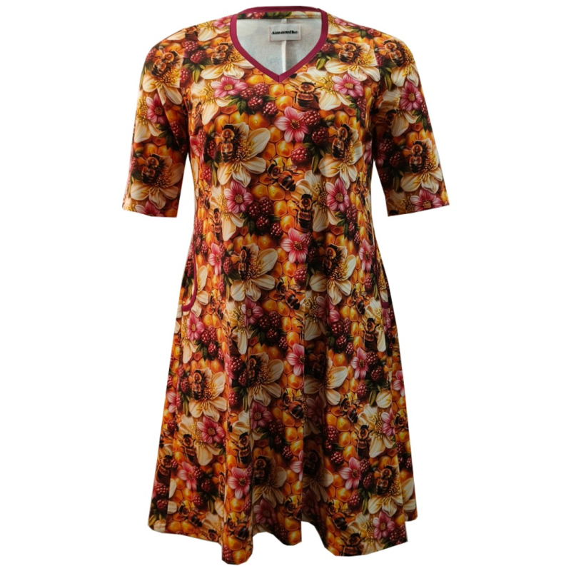 Gul Plus Size Kjole Tulla Bee Honey - Amamiko Jeans