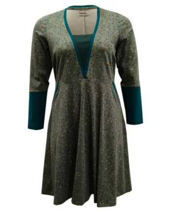 Grøn Plus Size Kjole Ama Army Dot - Amamiko Jeans