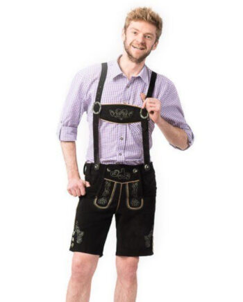 Sort Tyroler Lederhosen Bukser Gustav Kort - Jeans