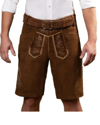 Tyroler Lederhosen Bukser Brixental Kort Brun - Jeans