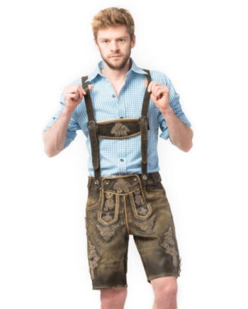 Tyroler Lederhosen Bukser Kort Retro Brun - Jeans