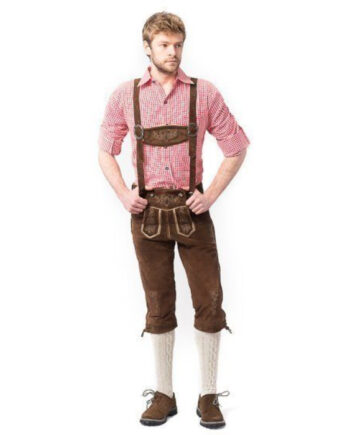 Tyroler Lederhosen Bukser Rudi Lang Mørkebrun - Jeans
