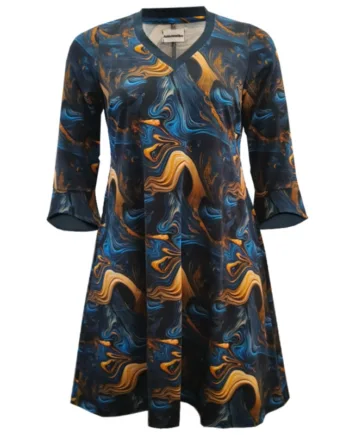 Blå Plus Size Kjole Tulla Midnight Gold - Amamiko Jeans