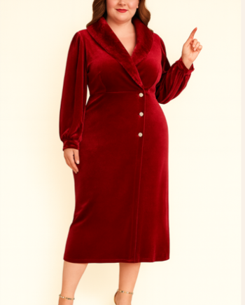 Julekjole Velour Kjole: Miss Santa - Jeans