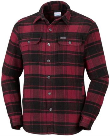 Columbia Windward Shirt Jacket Mens Red Element Plaid - Shirt  - 191454504449