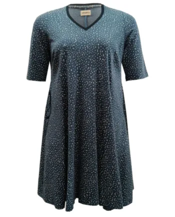 Blå ø Plus Size Kjole Emi Blue Dot - Amamiko Jeans