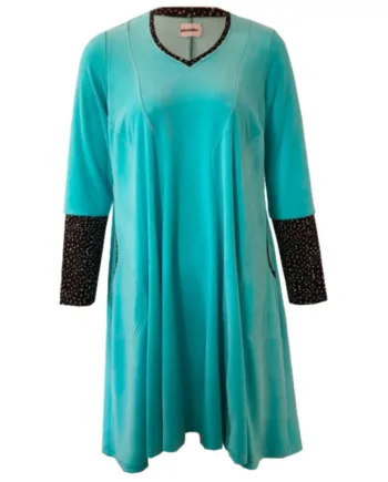 Blå Løs Plus Size Velour Kjole Emi Ice Blue Velvet - Amamiko Jeans