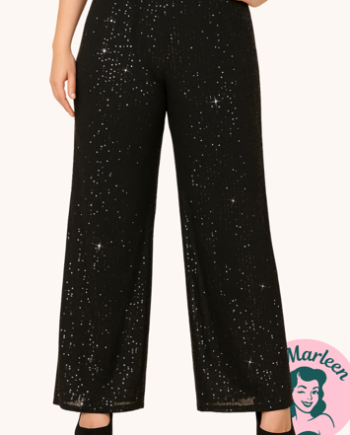 Højtaljet Sorte Bløde Bukser Med Palietter Miss Midnight Glam Plus - Jeans
