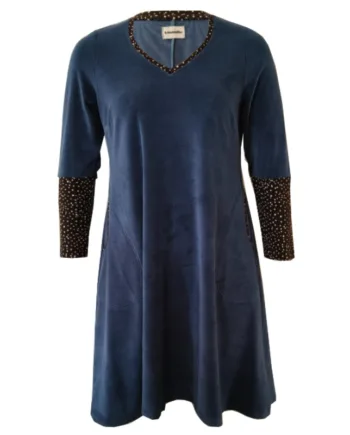 Blå Plus Size Kjole Tulla Dark Denim Velvet - Amamiko Jeans