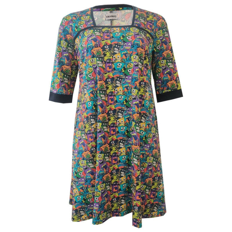 Blå Plus Size Kjole Tokyo Monster - Amamiko Jeans