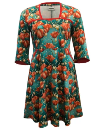 Blå Plus Size Kjole Genkei Red Tulips - Amamiko Jeans